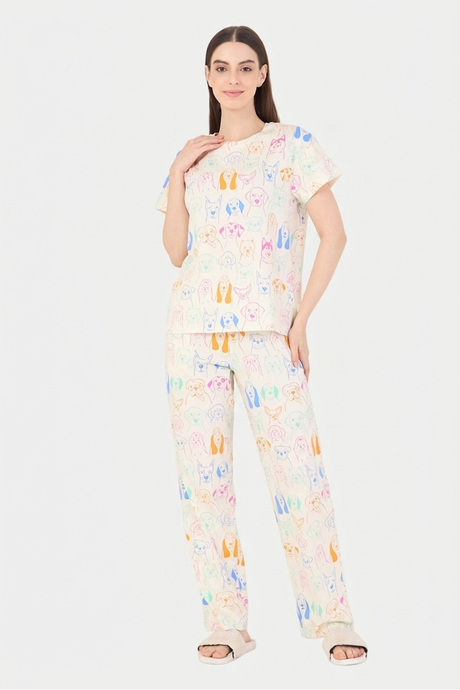 Buy Sweet Dreams Animal Printed Pyjama Set - Swan White